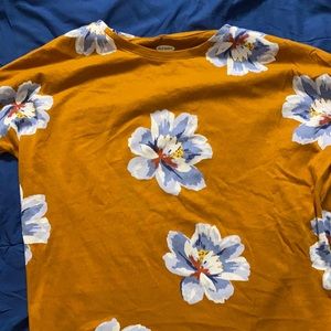 brownish-orange long sleeve flower shirt size 8 (no refunds)